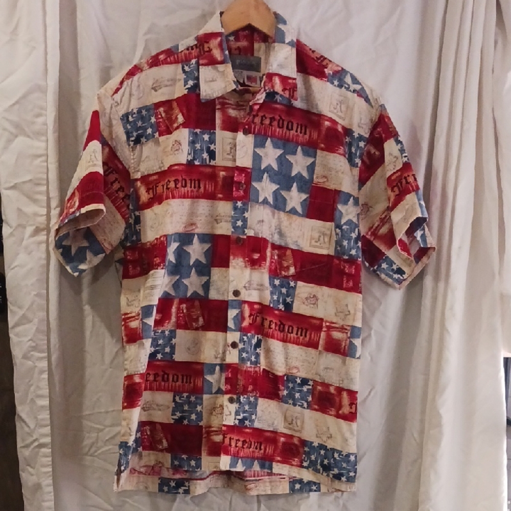 Men's High Seas Trading Co. Patriotic "Freedom" Shirt M 100% Cotton